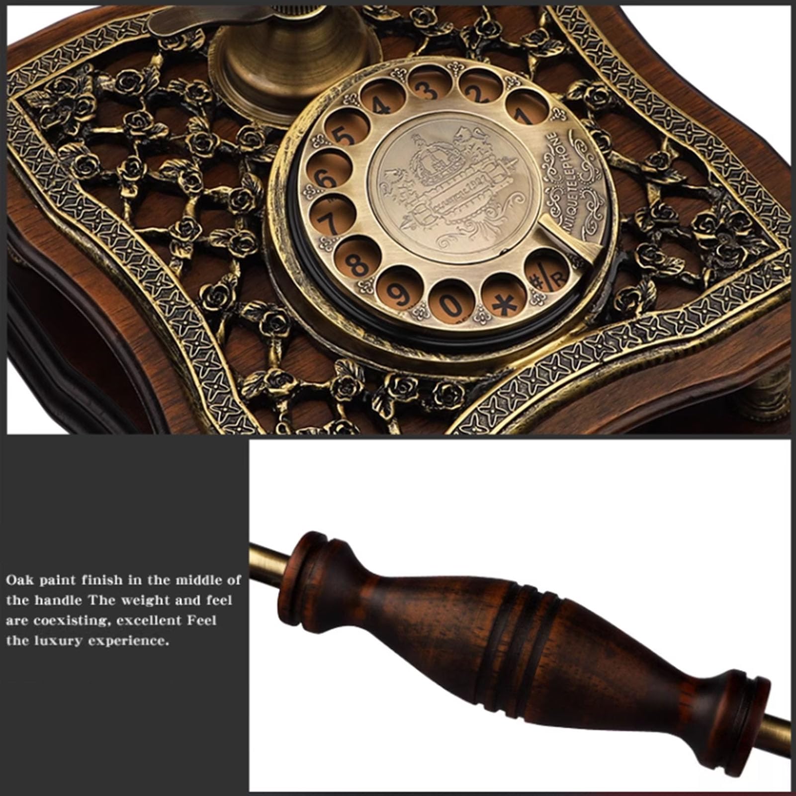 Telefon stacjonarny Retro obrotowy telefon przewodowy telefon przewodowy z 1921 r. w starym stylu z funkcją ponownego wybierania dla domu biurowego