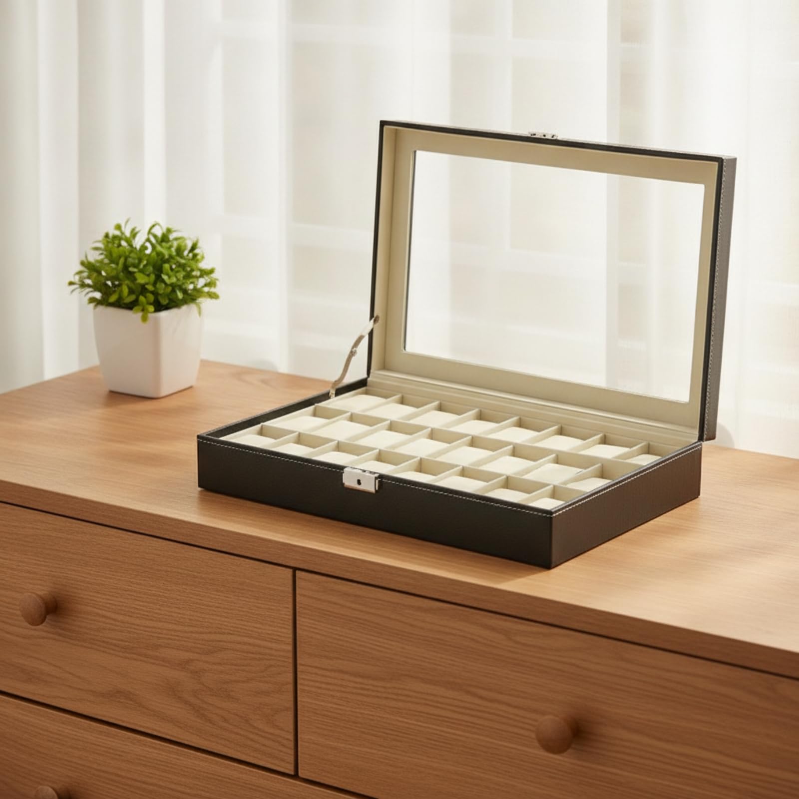 Organizador Relojes con Tapa Elegante Estuche Suave Caja para Hombres