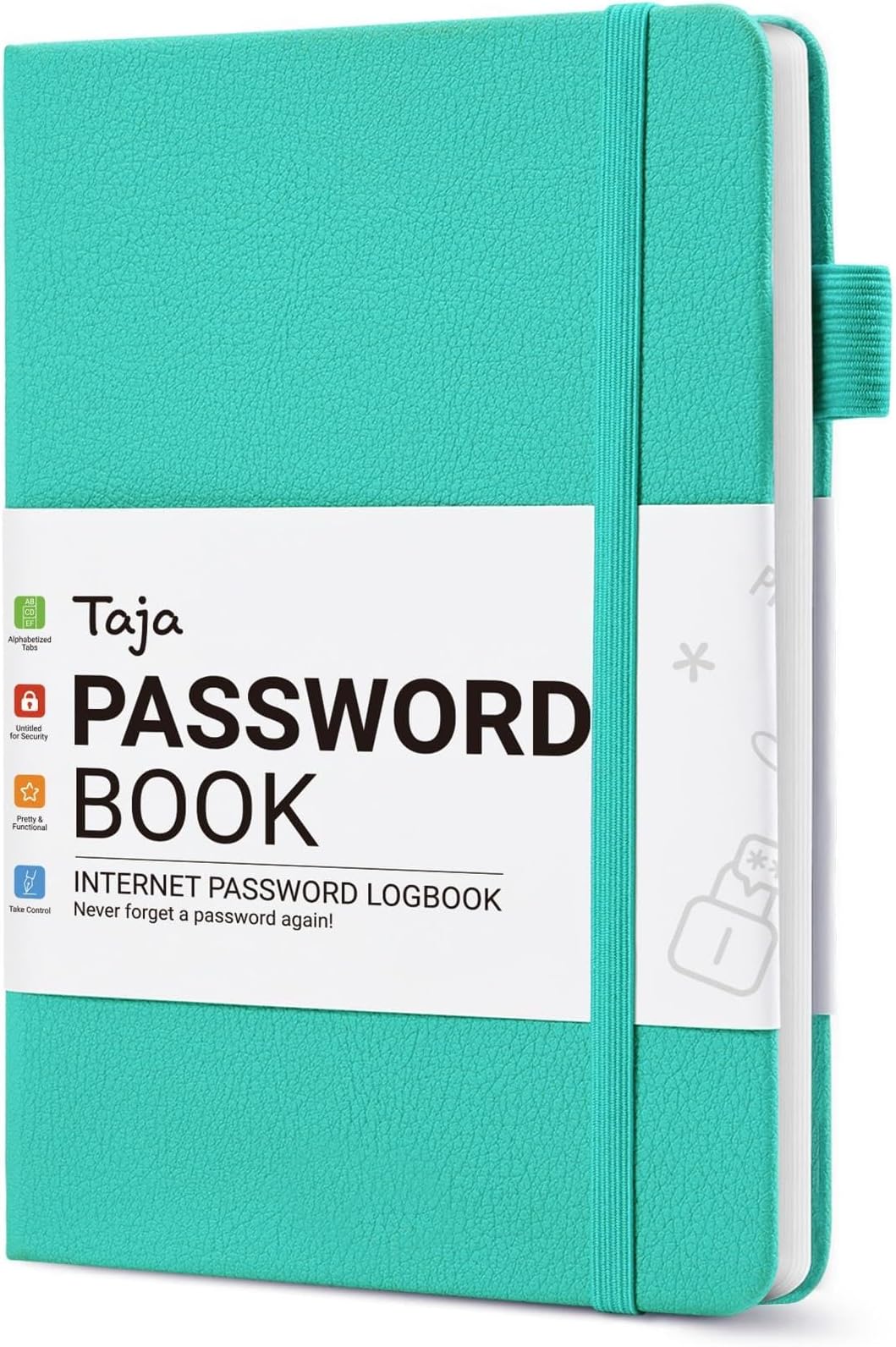 Taja Password Keeper Book with Alphabetical Tabs, Small Password Books for Seniors, Password Notebook for Internet Website Address Log in Detail, Password Logbook to Help You Stay Organized - Aquamarine