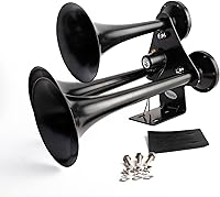 Vista 6 de Viking Horns Bocina de aire de tres trompetas (negro) paso bajo Extremadamente ruidoso (152dB) - [V307B]