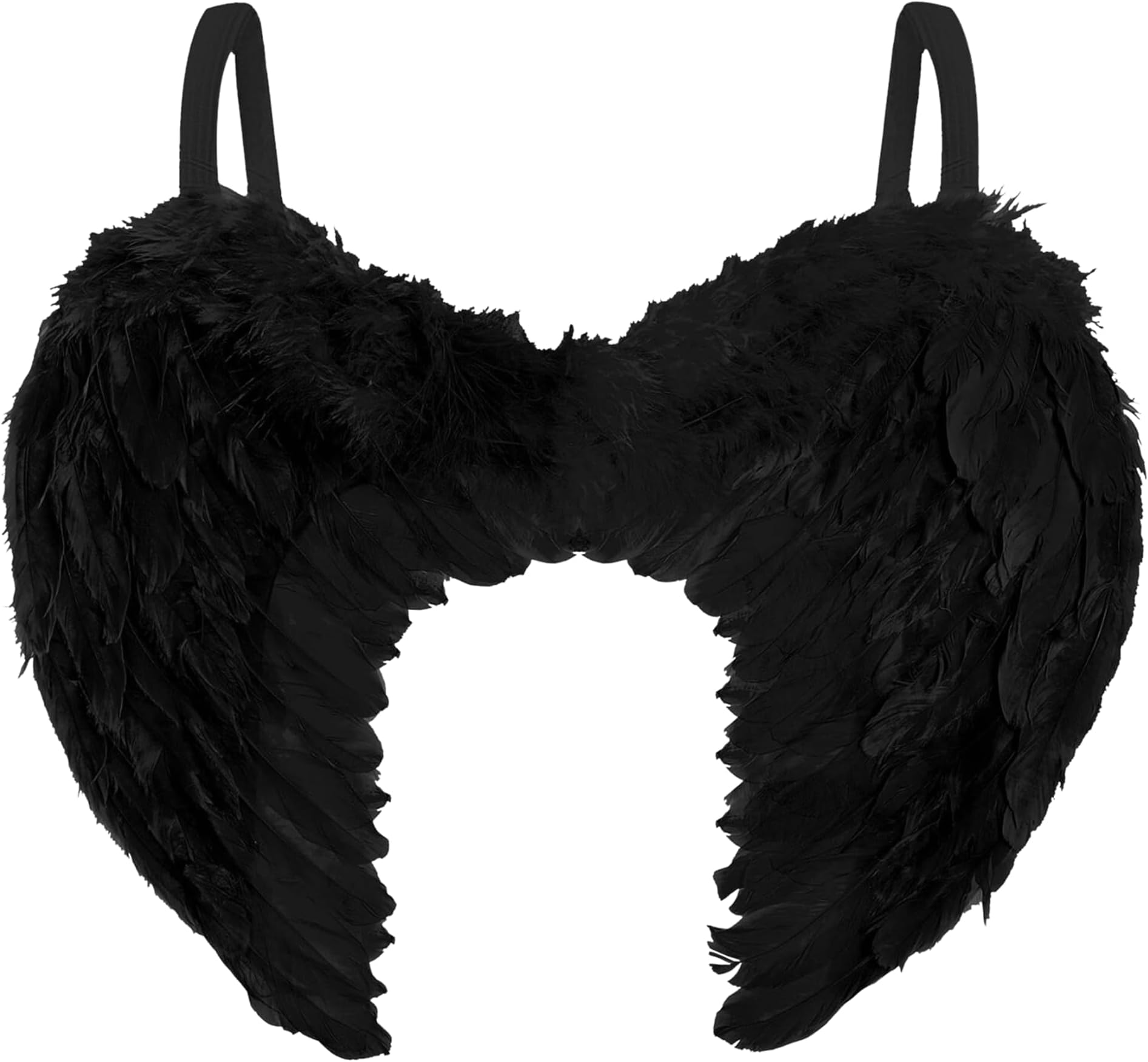 Womens Black Angel Wings of Darkness - Feather Black Wings for Dark Angel Halloween Costumes for Women - Ladies Devil Accessories or Dark Fairy Halloween Fancy Dress Accessories