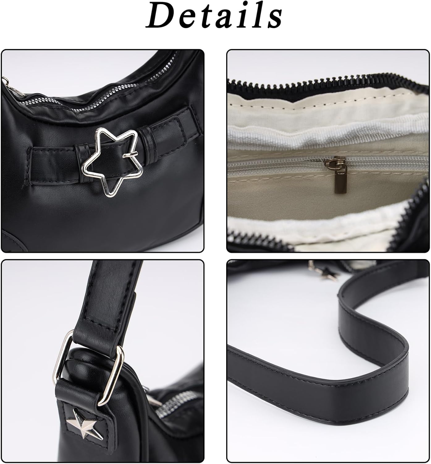 MILAKOO Black Shoulder Bag for Women Y2K Grunge Purse Punk Vintage Crossbody Bag Handbag for Casual - Image 5