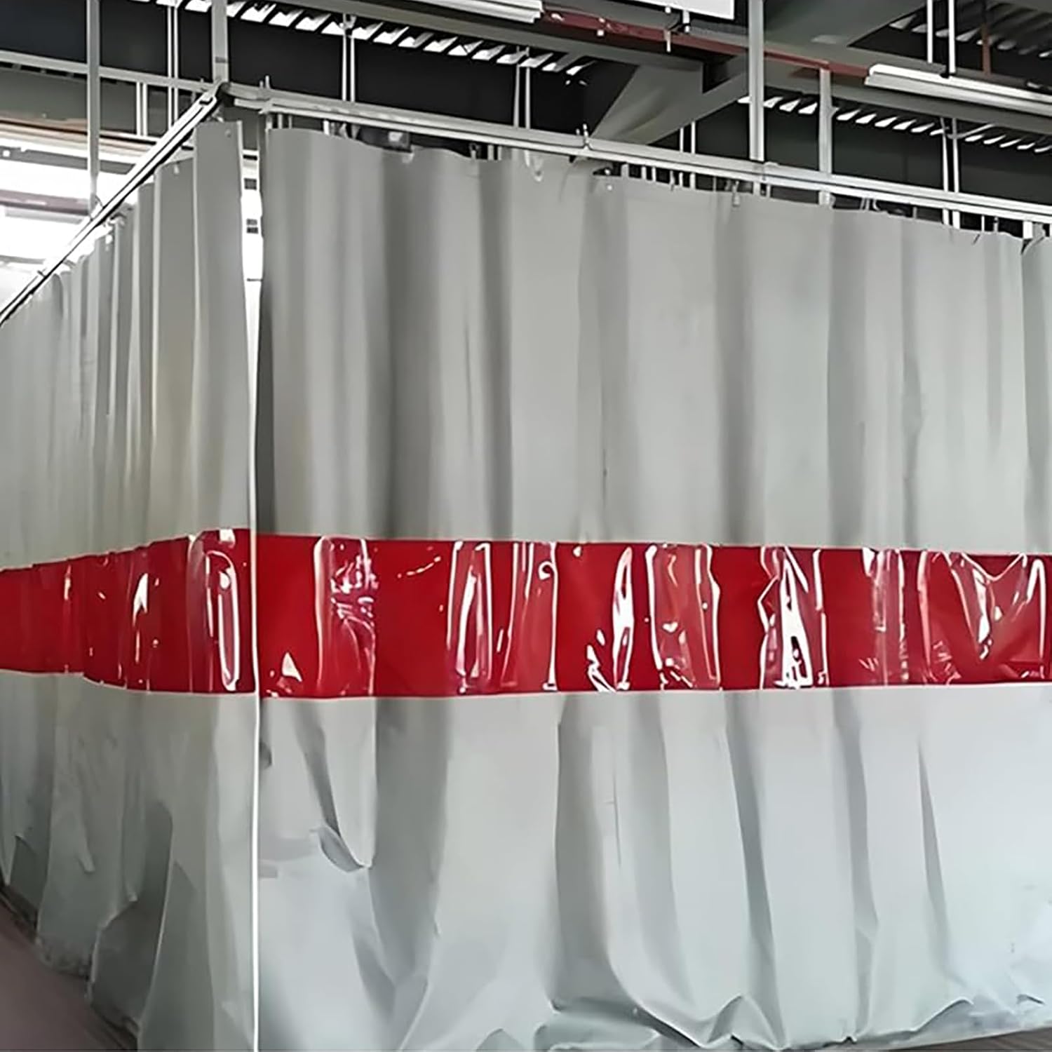 Industrial Welding Curtain Divider Screen, Fireproof Fiberglass Shield Screen, Portable Enclosure for Workshop, Warehouse and Factory Use(Gray-1 MM)(8×3 Meter/26.2×9.8Ft)