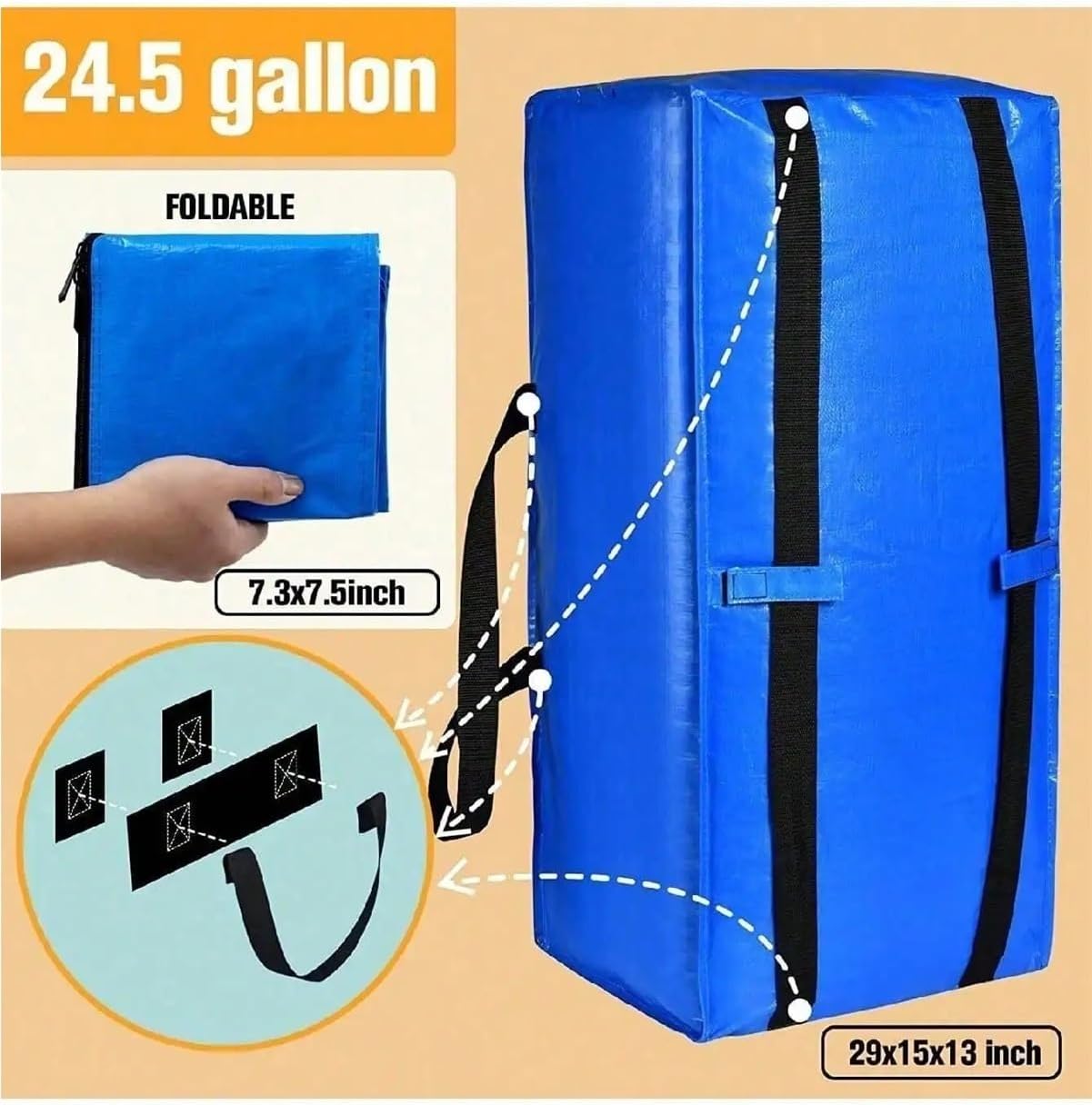 Heavy Duty Moving Bags 1/2/4Pcs Multifunctional Large Capacity Portable Shoulder Strap Storage Bag Mobile Tote for Supplies(Black 4 Pcs)