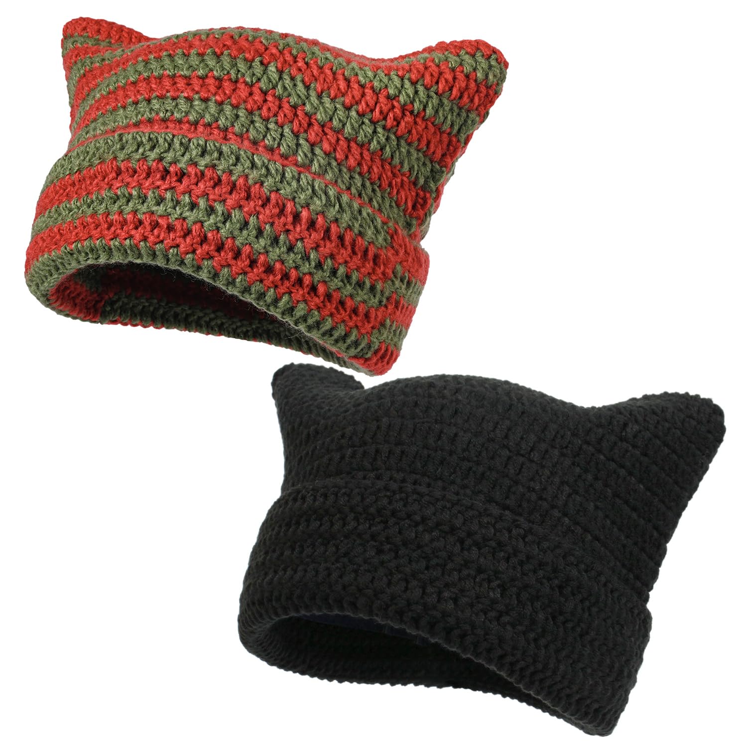 Women Beanie Warm Winter Hats, Soft Knit Lazy Beanie for Women, Women Cat Beanie，Women Fox hat,...
