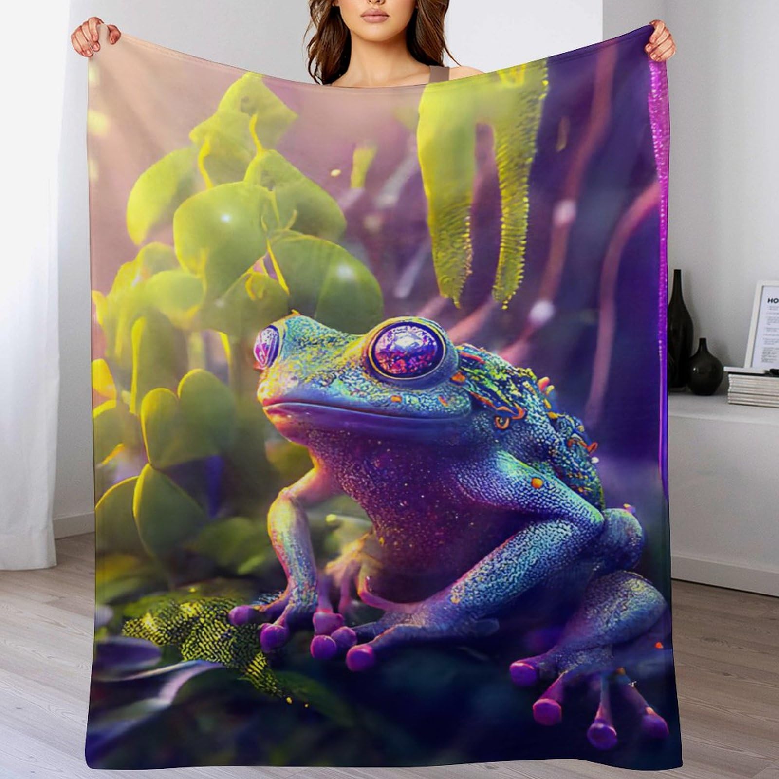 Couverture super douce grenouille pour soirées cocooning et siestes sur le canapé