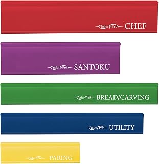Cutlery-Pro Knife Blade Guards Set of 5 Transparent Jewel Colors - Safe Storage for Chef, Paring & Bread Knives