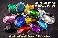 Vista 4 de 1.575 x 1.181 in, verde esmeralda H106, diamantes de imitación acrílicos ovalados con parte trasera plana, gemas para disfraz de cosplay, joyas