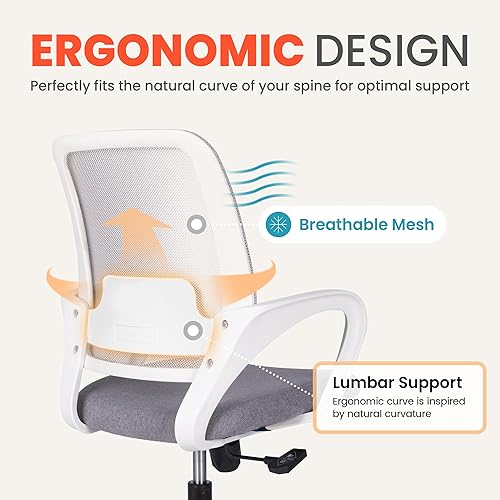 Miniatura 3 de NEO Chair Escritorio de oficina ergonómico de malla para computadora con soporte lumbar, ruedas giratorias de altura ajustable, cómoda silla de