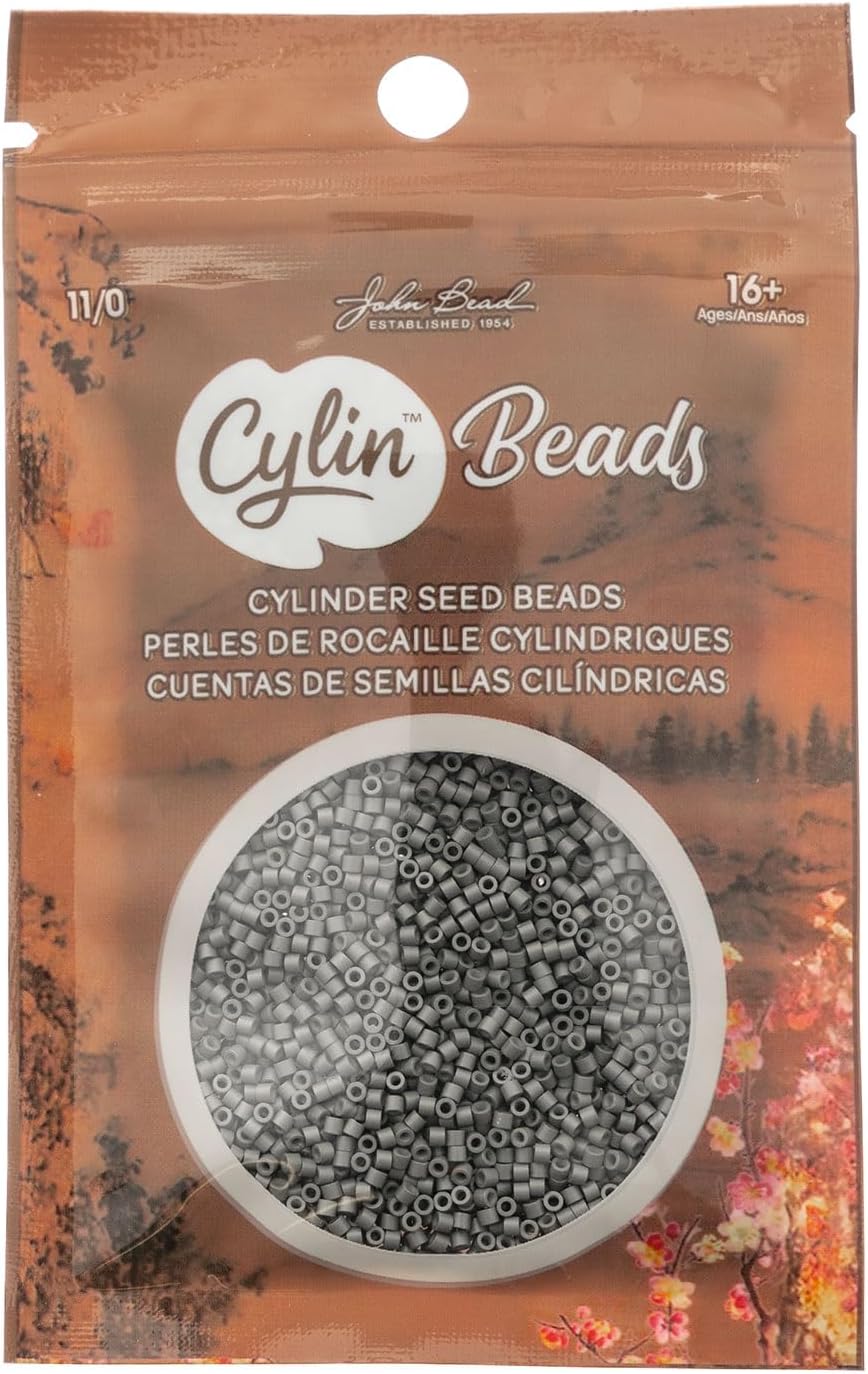 John Bead 25g Cylin Beads Opaque Grey 11/0 Glass Cylindrical Seed Beads for Jewelry Bracelets Necklaces Earrings Making Embroidery