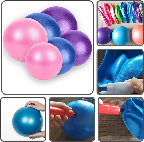 Miniatura 2 de MOMPLUS 6 Inch Exercise Pilates Mini Yoga Balls Barre Small Bender for Home Stability Squishy Training Physical Therapy Improves Balance with Pump