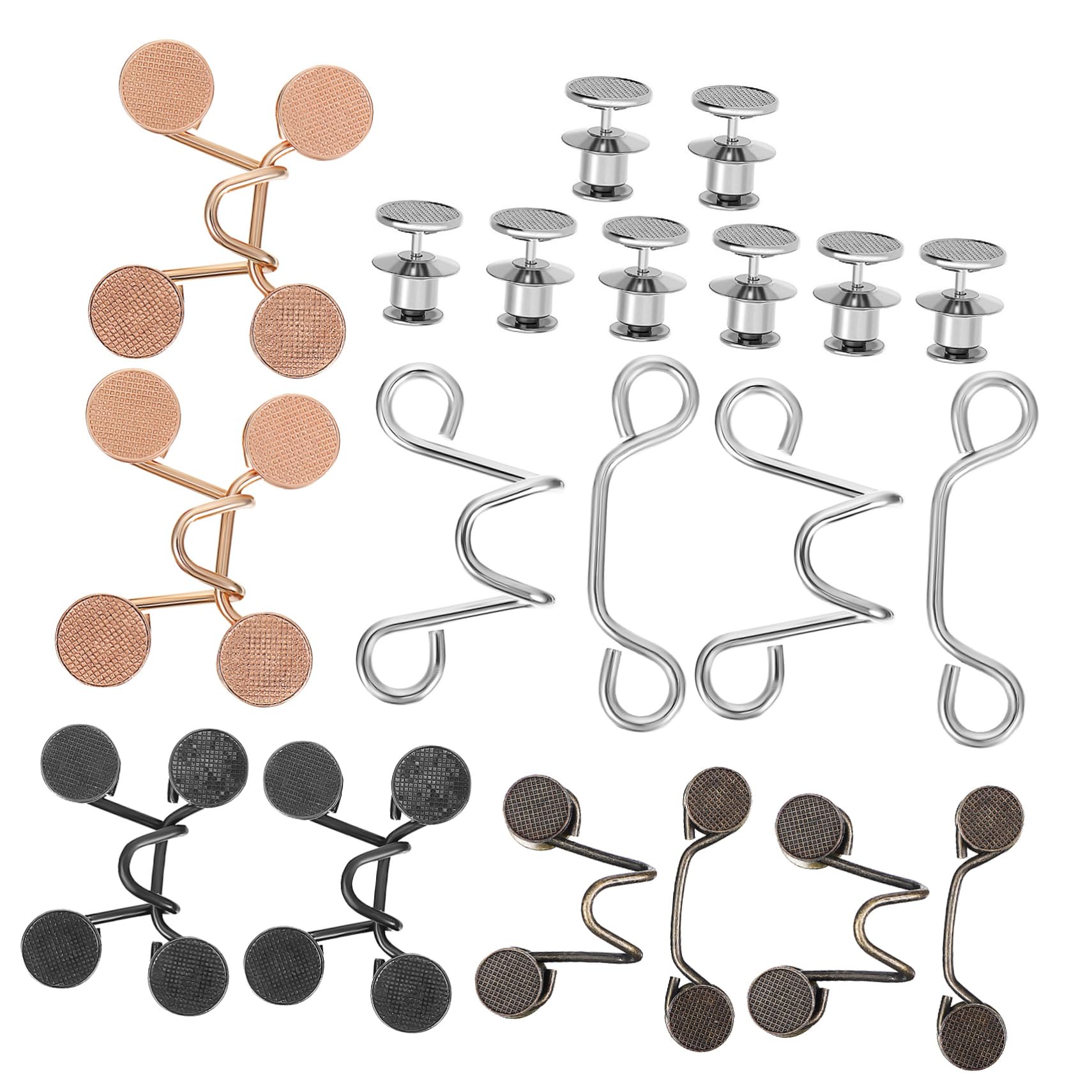 SHINEOFI 40 Juegos ajuste de cintura de jeans extensor manos fijador ajustador - Botón cintura jeans - Clips para cinturón de vaqueros. reemplazo de botones de jeans tensor de cintura Metal