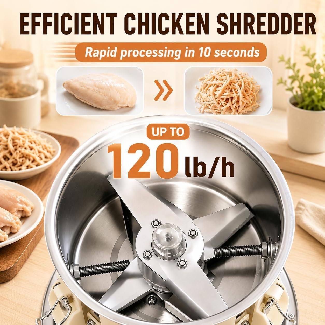 Effilocheuse à Poulet électrique 180 W, Usage Domestique Et Restauration
