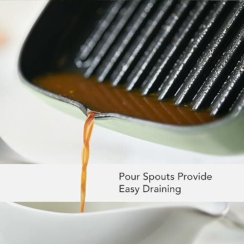 Miniatura 5 de KitchenAid Parrilla cuadrada de hierro fundido esmaltado y bandeja para asar, 11 pulgadas - Pistacho