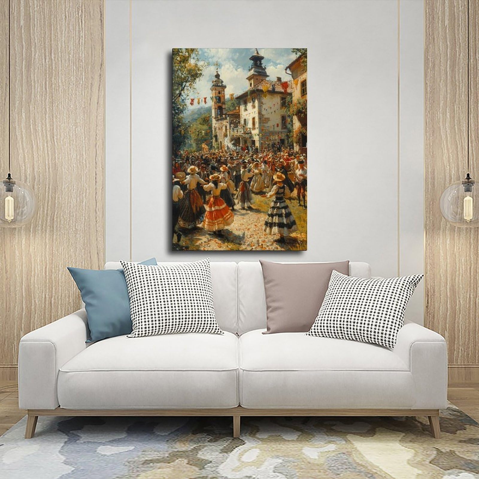 Łowicz - Poster su tela con stampa di festival popolari, decorazione per camera da letto, ufficio, stanza, regalo, 50 x 75 cm