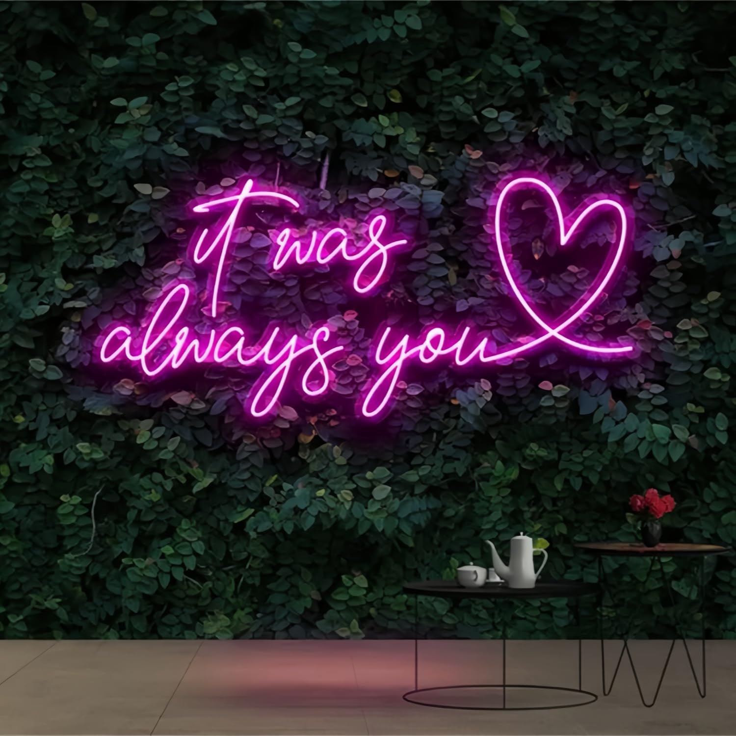 It Was Always You Signs for Wall Decor Neon Wall Art Acrylic LED Lights with Hanging Chain Light Up for Bedroom Decor Man Cave Bar Pub graduate Wedding Party 5V USB Powered Dimmable