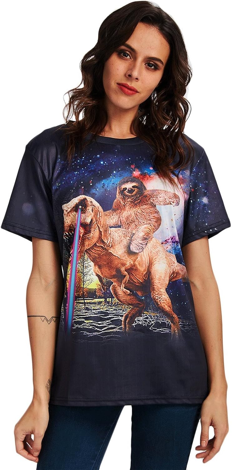 Leapparel Unisex Short Sleeve 3D Digital Printed Personalized T Shirts Tees