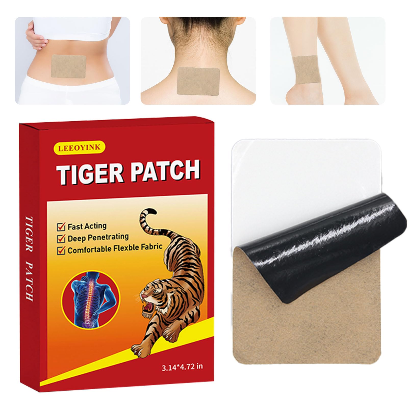 Toppe a forma di tigre cinese, cerotti naturali a base di erbe per schiena, spalle, ginocchia, articolazioni e supporto muscolare, massima resistenza, comfort di lunga durata