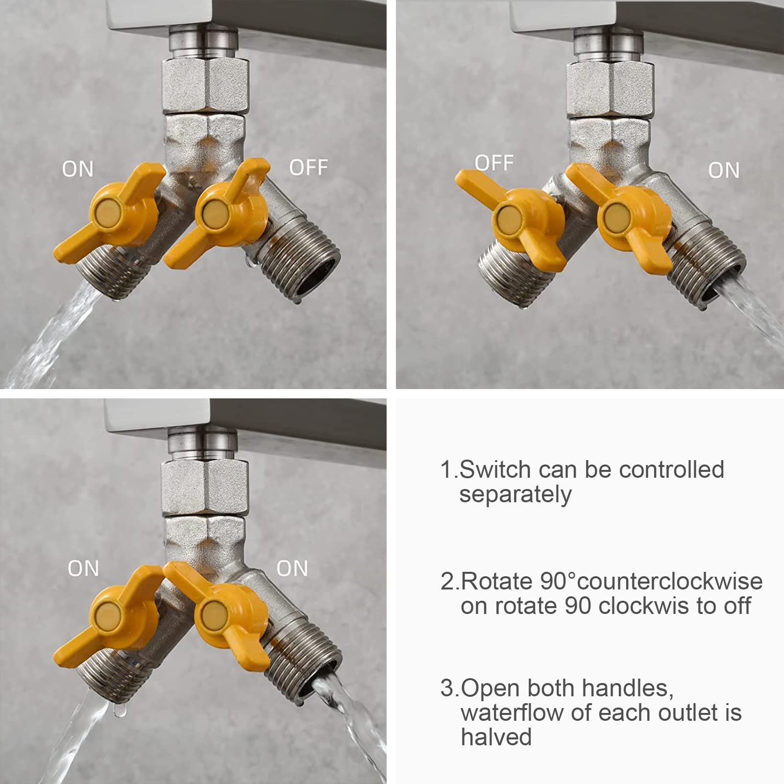 DRELD Messing Umschaltventil G 1/2 Zoll - Y-Verteiler Für Wasseranschlüsse