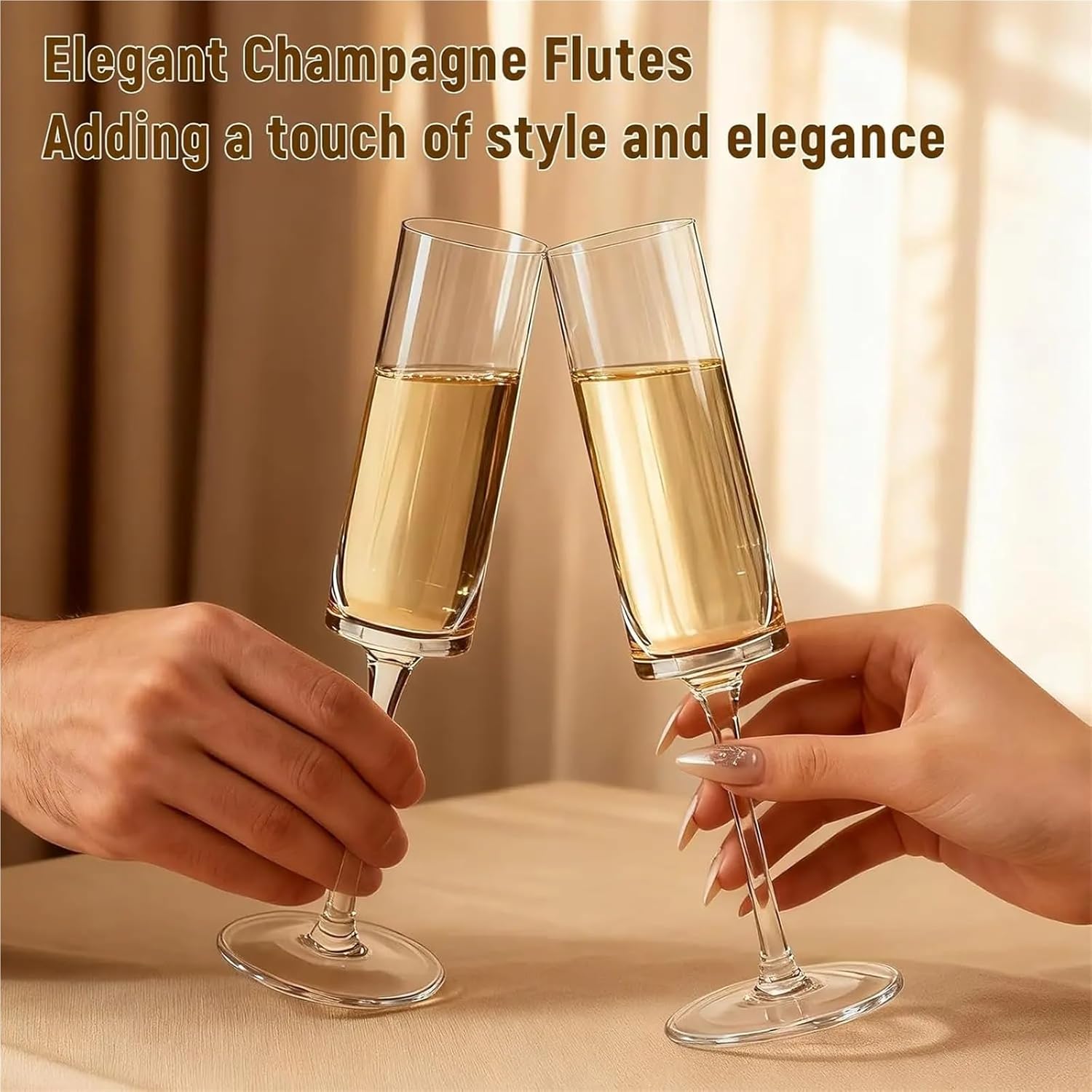 Plastic Champagne Flutes Disposable 24-Pack 6oz Clear Square Disposable Champagne Flutes, Shatterproof for Wedding & Party