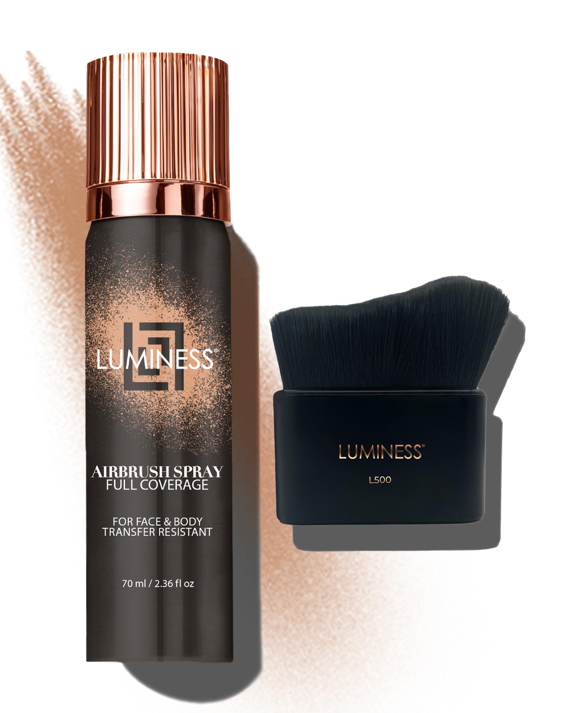 LUMINESS Spray Airbrush Foundation Makeup with Buffing Brush, Light Tan  Shade 090 Lightweight, Full Coverage Foundation for Face Concealer
