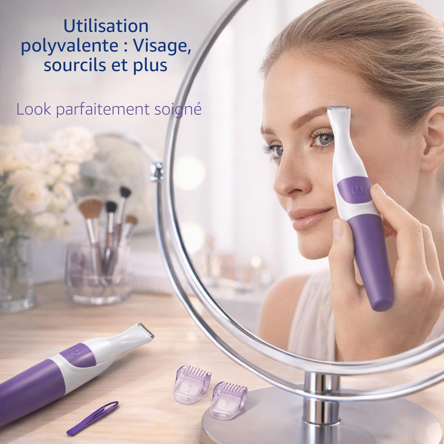 Tondeuse Bikini Rechargeable,rasoir electrique femme,Épilation indolore pour peaux sensibles,Précision & Confort,les Sourcils, la Moustache, la Barbe, les Bras, les Jambes,les Aisselles, la