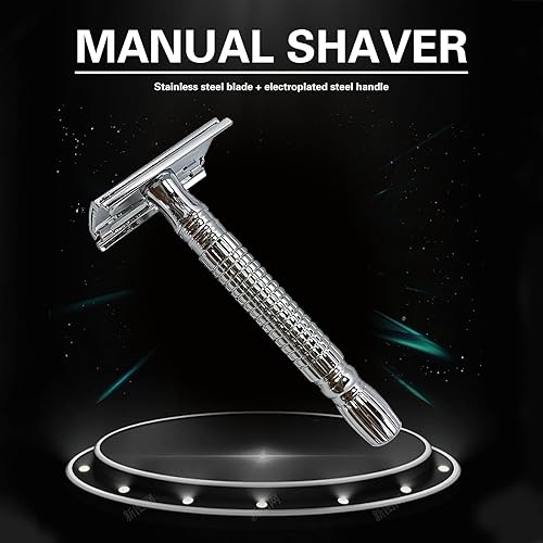Miniatura 2 de Maquinilla de afeitar de seguridad de doble filo por mango de metal para hombres, juego de regalo de afeitado, resistente, reduce las quemaduras de