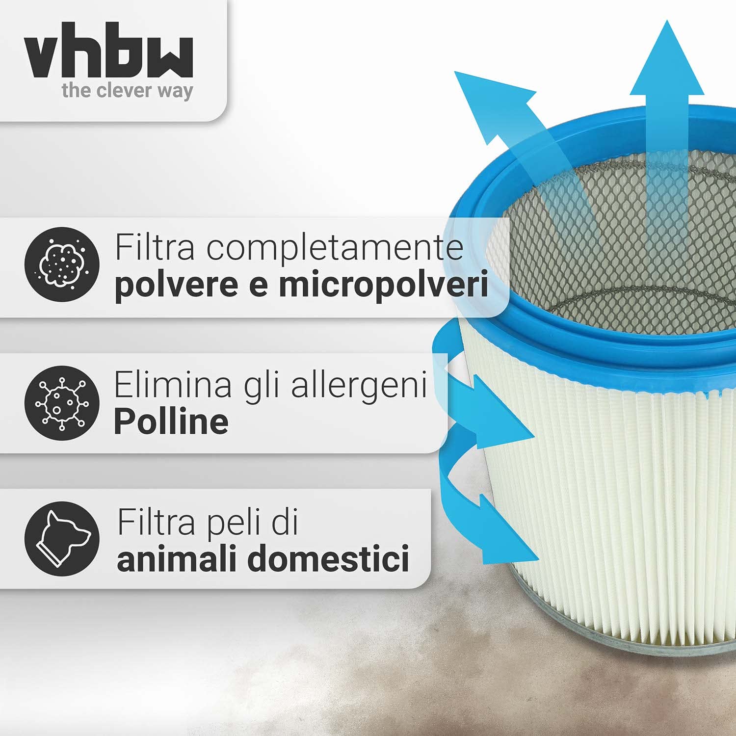 vhbw filtro a pieghe piatte sostituisce Hilti 05-0006-08 per aspiratore umido/secco - cartuccia filtrante