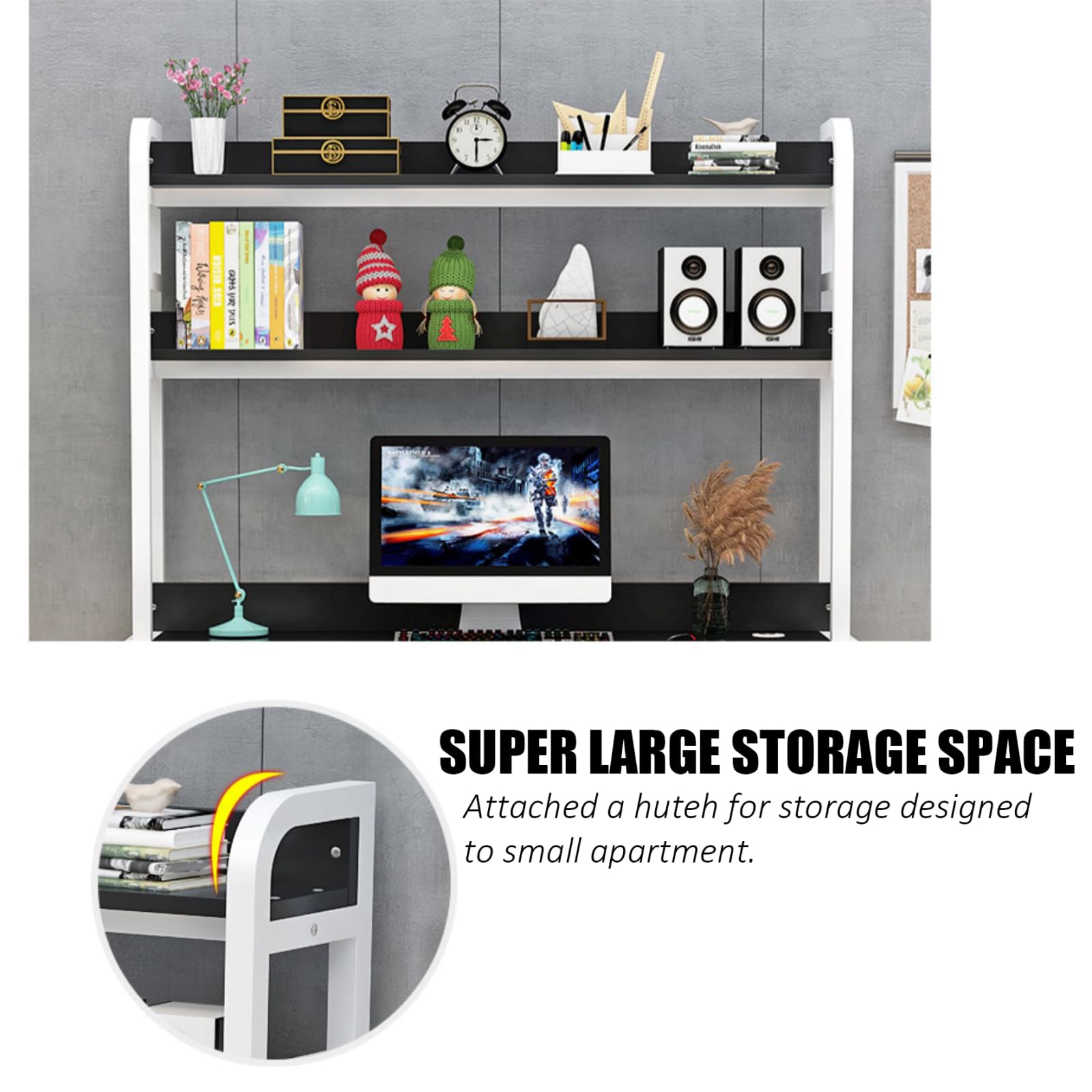 Amazon | SXZenSpace 棚付き本棚 強化ガラス製 ホームオフィスデスク