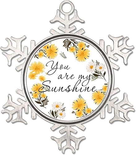 Miniatura 7 de Adorno de copo de nieve de peltre personalizado con texto en inglés "You are My Sunshine", diseño de girasoles decorativos de Navidad, recuerdos,