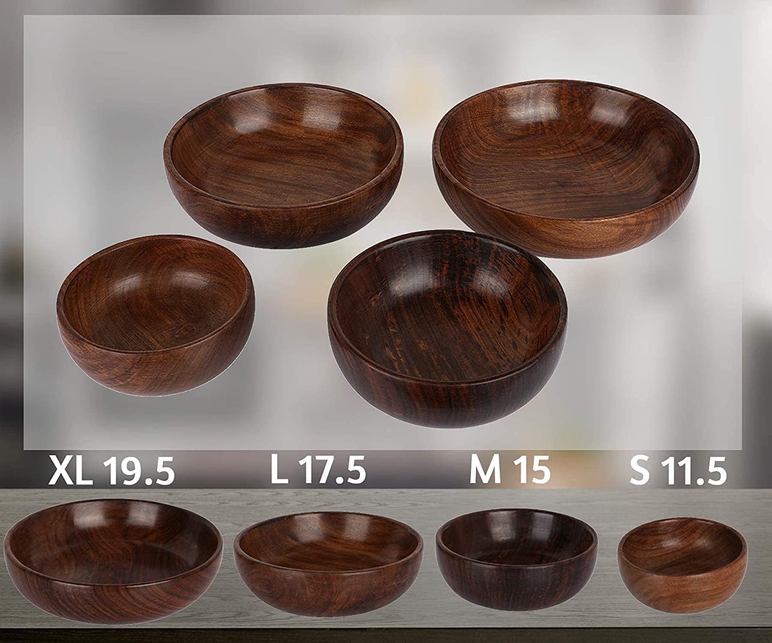 Zestaw drewnianych misek do serwowania, ręcznie wykonane wielofunkcyjne miski kuchenne do użytku domowego, elegancki design, zestaw 4 sztuk, idealne na przekąski lub naczynia, każda 30 ml