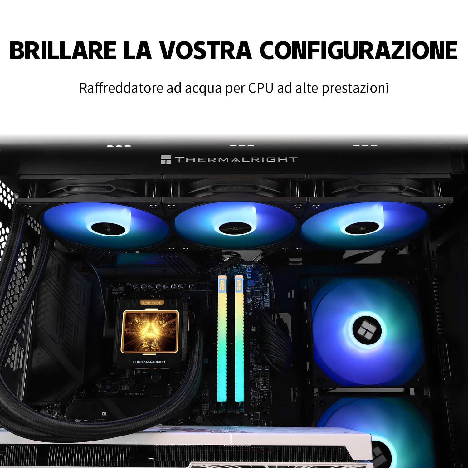 TR FW 360 Nero ARGB-360 mm AIO CPU Liquid Cooler, Display LCD IPS con risoluzione 320 x 240, per AM5/Intel LGA1700, '2,4 pollici'Display LCD assorbente il magnete per le immagini - Nero