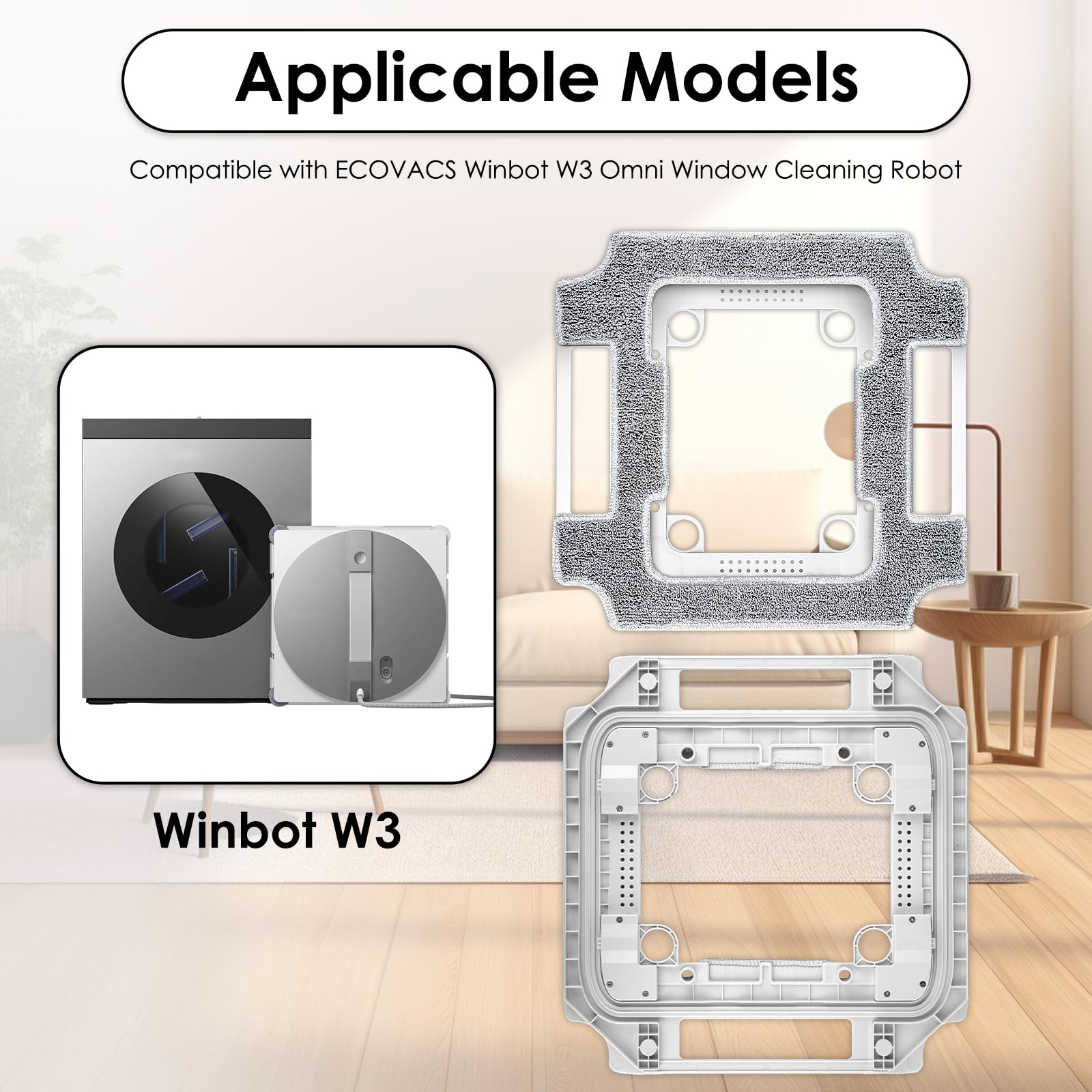 (2 pezzi) Ricambi W3 Omni Panno per la pulizia compatibile con il robot lavavetri ECOVACS WINBOT W3 Omni, gruppo panno per mocio con supporto, panno in microfibra, installazione senza attrezzi