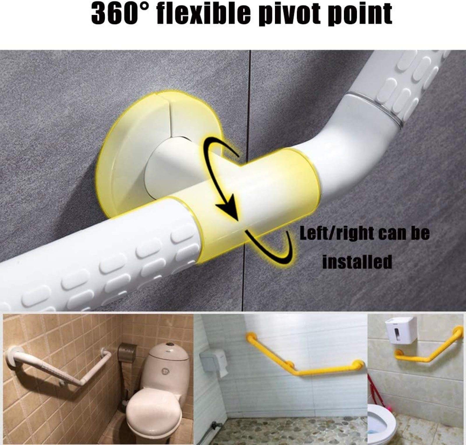 Maniglione Vasca Maniglie Acciaio Inossidabile, Antiscivolo Barre di Sostegno da Bagno Maniglia WC Maniglia di Sicurezza per Infortuni agli Anziani con Handicap,Yellow-30x30cm