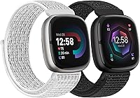 Vista 8 de Correas de nailon compatibles con Fitbit Versa 4/Sense 2/Versa 3/Fitbit Sense, correa de repuesto ajustable deportiva suave transpirable