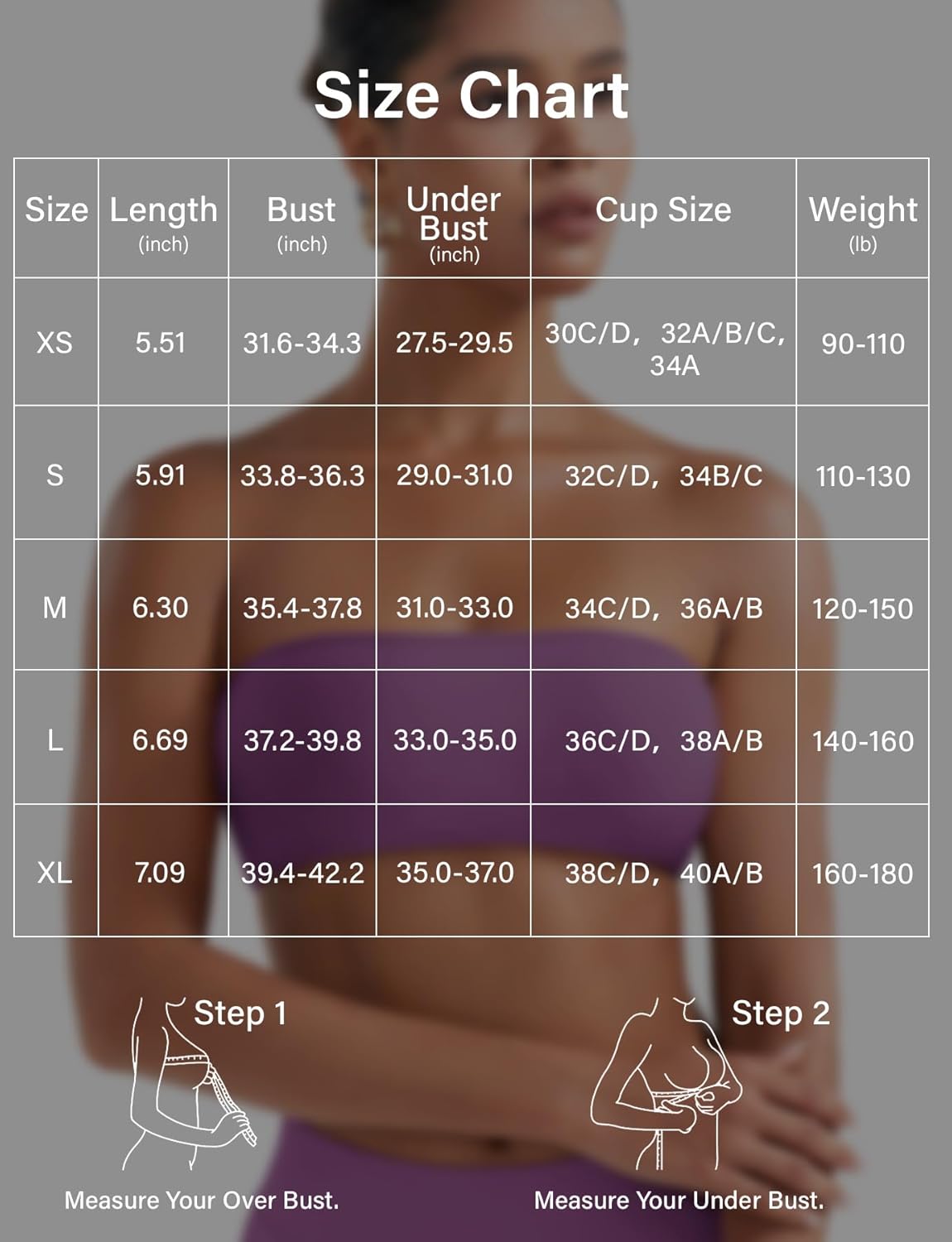 VOYJOY Impact Backless Bandeau Bra Workout Strapless Bandeau Basic Tank Top Adjustable Back - Image 6