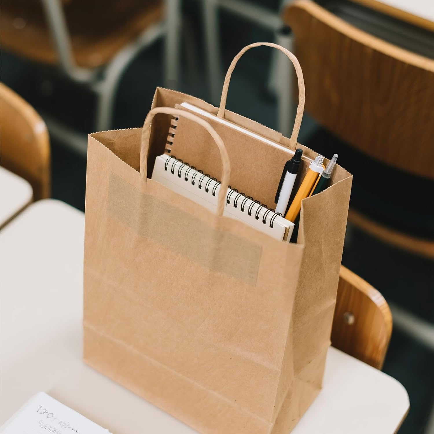 100Pcs 40 LB Brown Paper Gift Bags Bulk with Handles 10 x 5 x 13 Inch - Medium Size Kraft Goodie Bag, Blank Paper Bags for Shopping Retail, To Go, Small Business, Weddings, Birthdays, Festivals