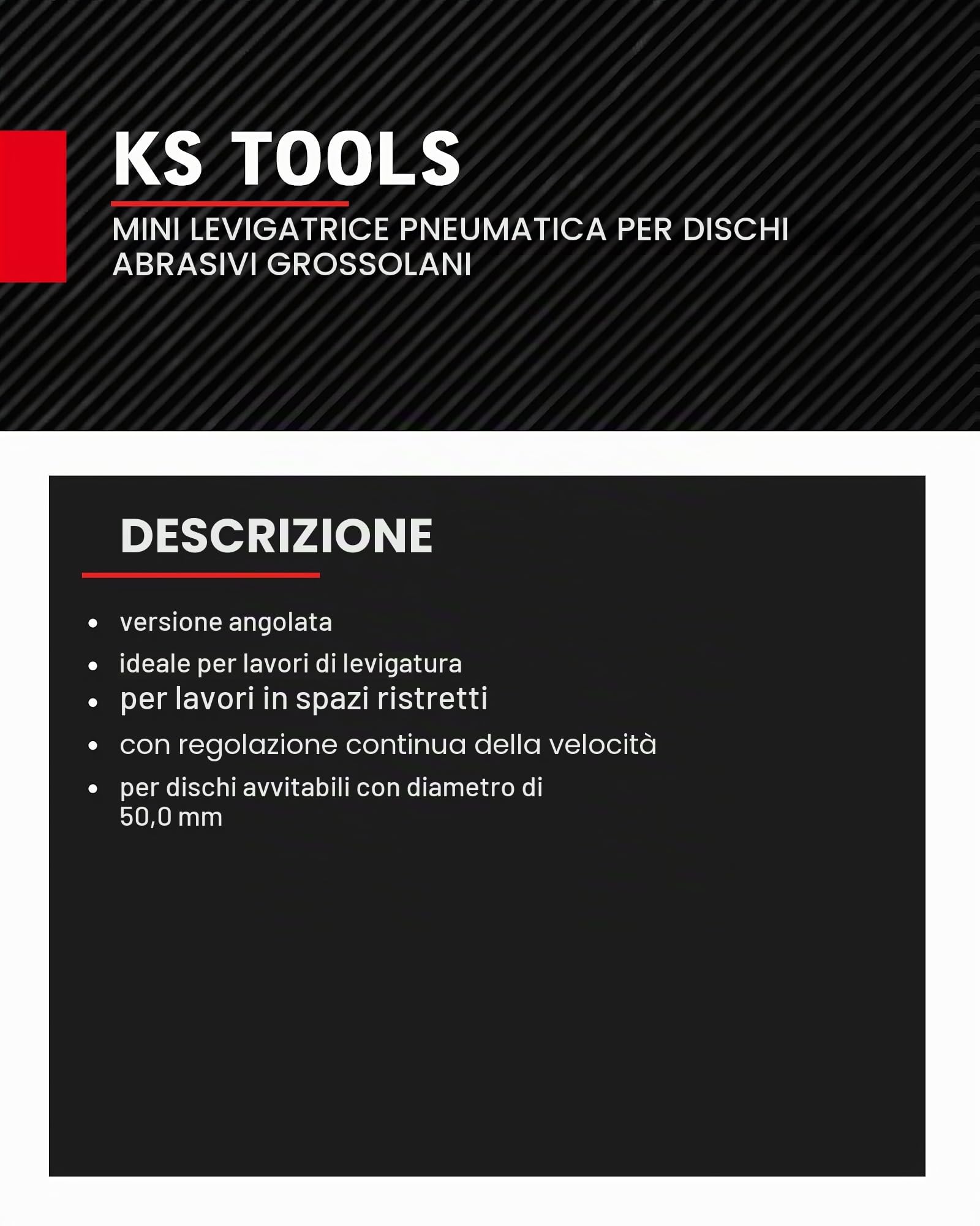 KS Tools 515.5580 Mini-levigatrice pneumatica per Dischi grandi SlimPOWER, 19000 giri/min