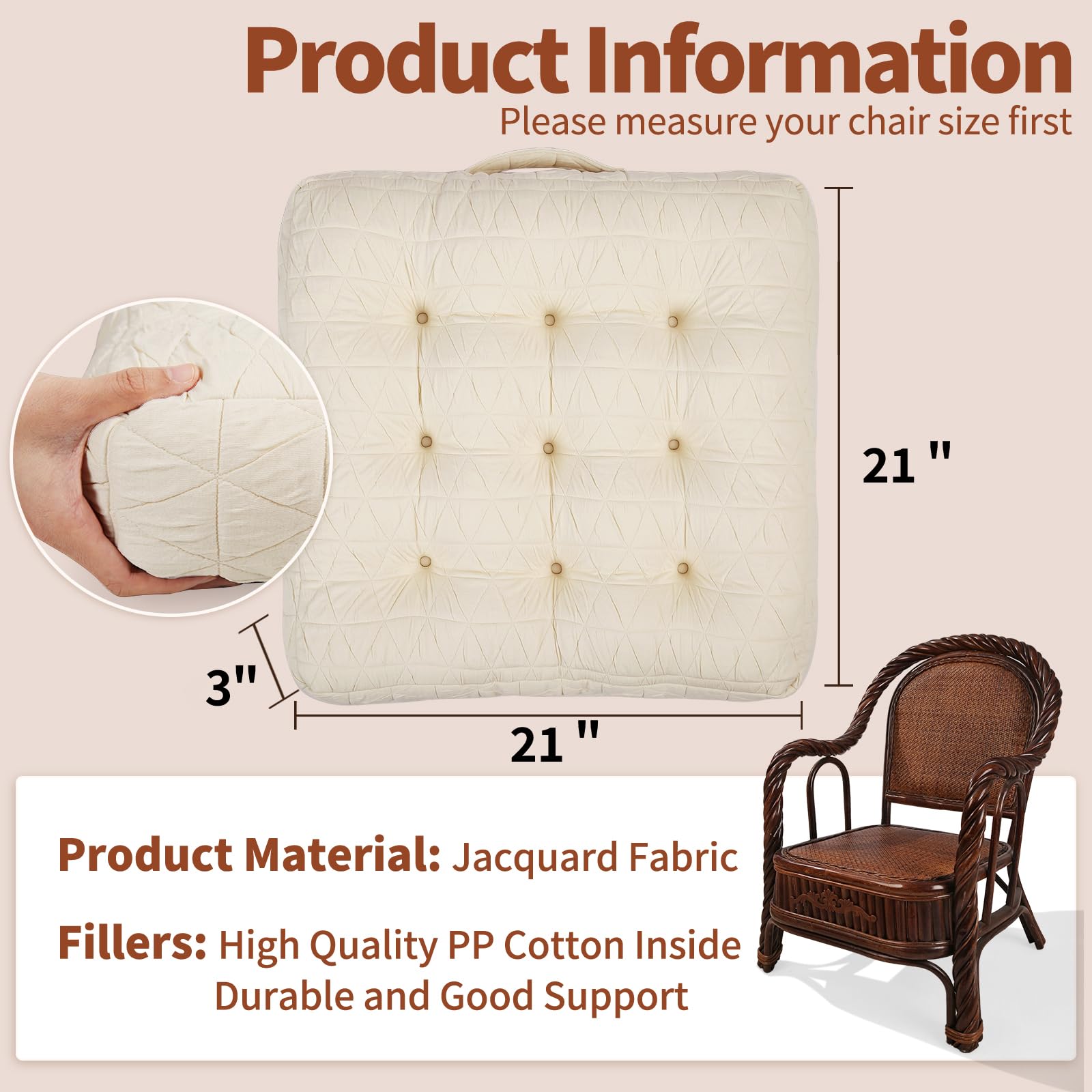 Glyzia Large Chair Cushions with Handle, 20