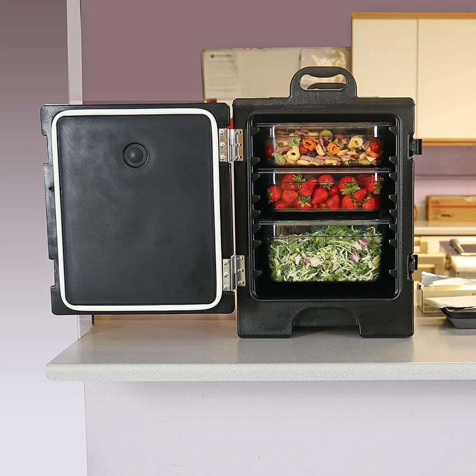 Porta alimentos aislado, calentador portátil apilable para catering y transporte