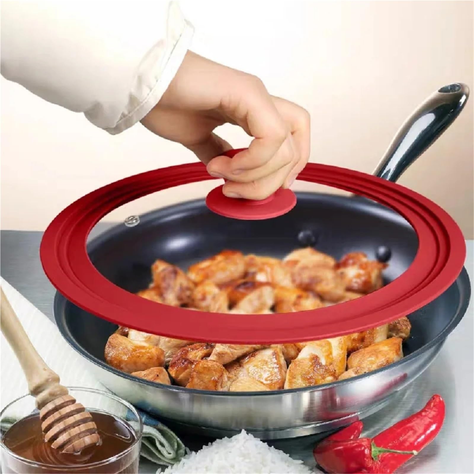 Asa de la tapa de una olla, Reemplazo de manija perilla tapa olla silicona, 10 piezas, multicolor(Red)