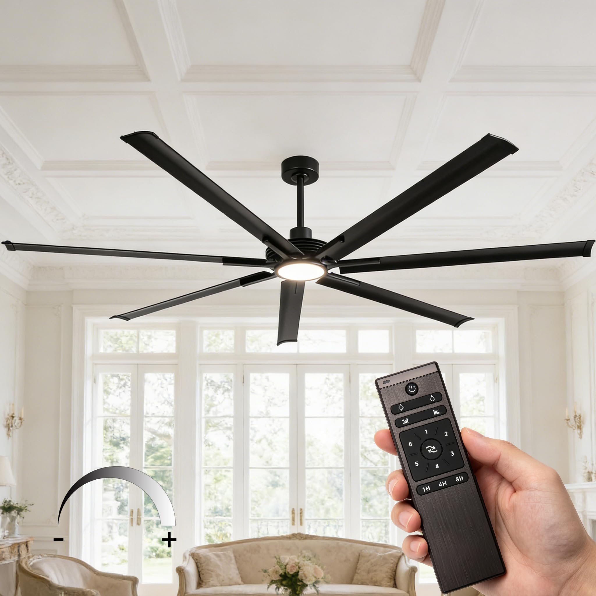 HVLS Industrial Ceiling Fan, 84 Inch Ceiling Fan with Light and Remote