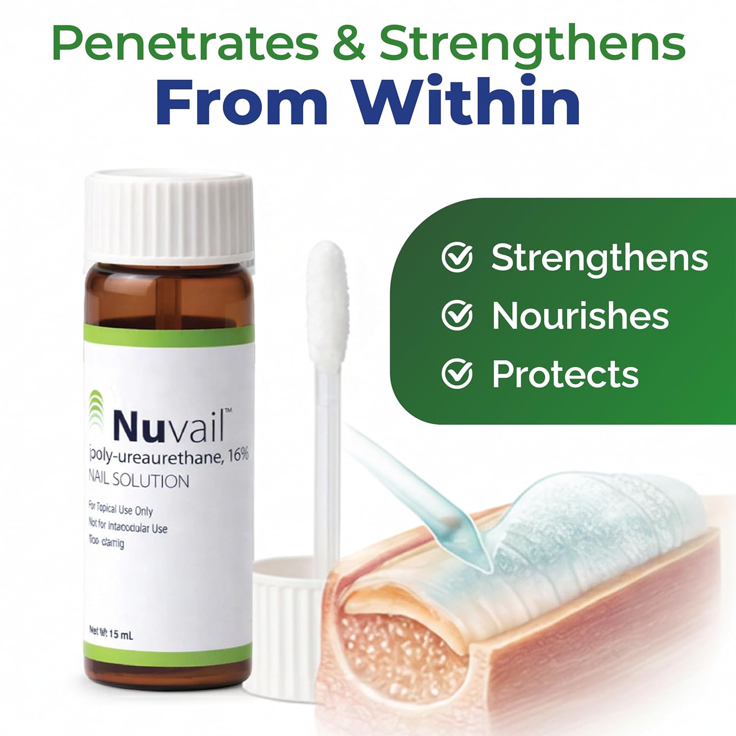 Nail Repair Solution- Strengthens Weak Nails - Restores Nail Health - Ideal for Damaged and Brittle Nails