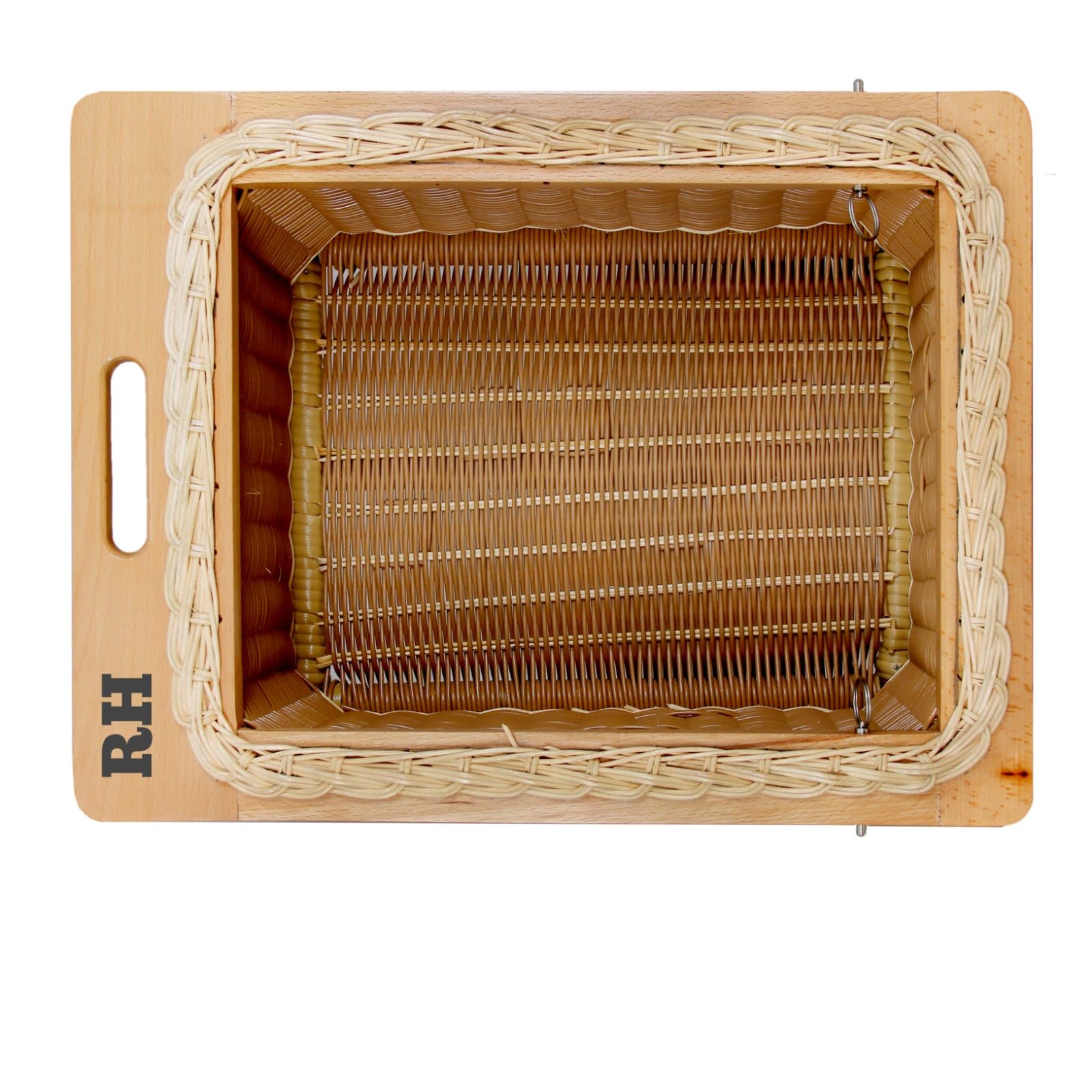 brown colour Wooden and Plastic Combo Wicker Basket for Modular Kitchen for Storing Vegetable and Fruits (11 W X 16 L X 4 H (INCHES INCLUDING CHANNEL)) (B0CW6C3HXS) Amazon Price History, Amazon Price Tracker