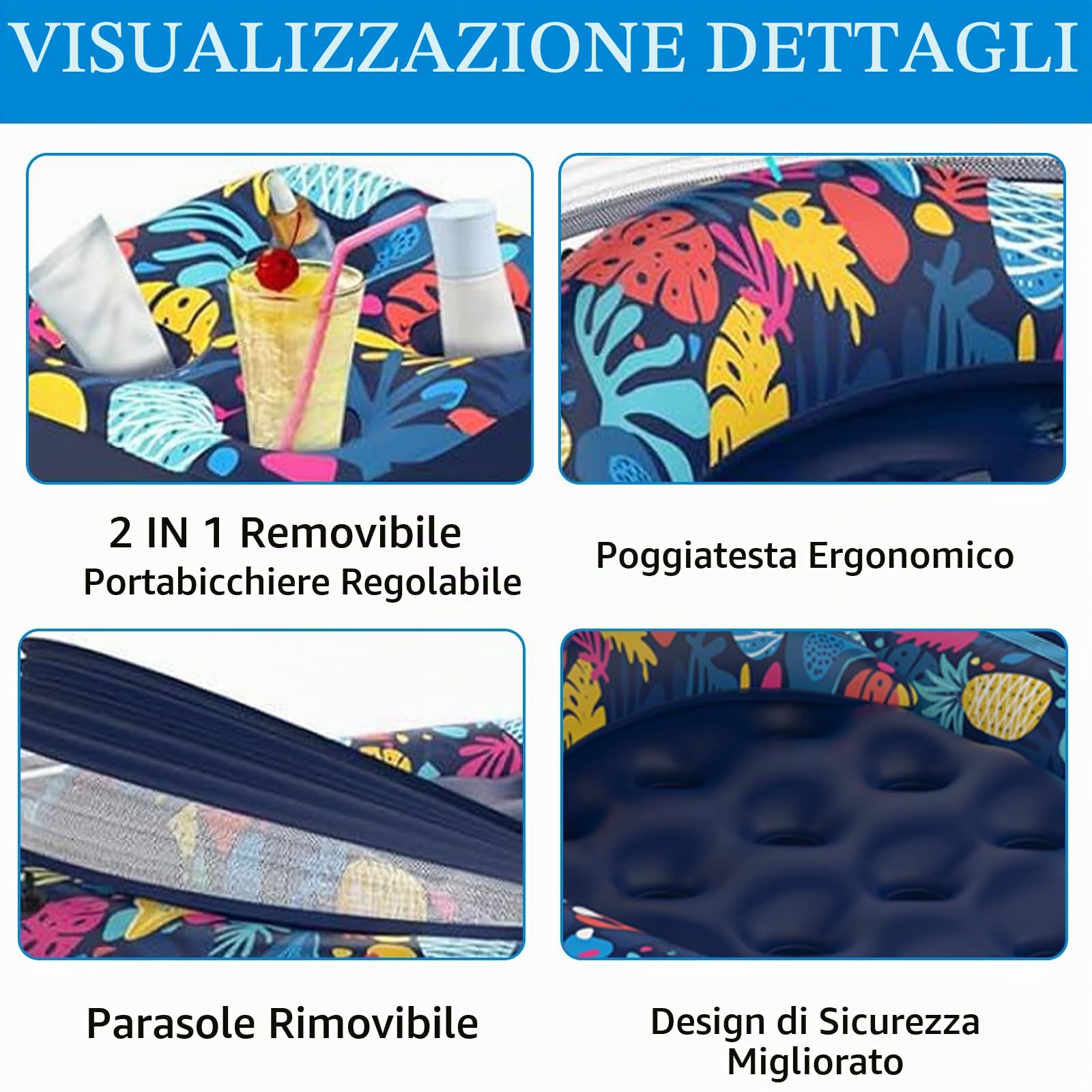 Amaca galleggiante,Materassino Mare,Letto Galleggiante,Materassino Gonfiabile Mare,con baldacchino,Gonfiabili Per Piscina,Amaca Gonfiabile Piscina,per Lago Spiaggia Piscina Cortile Festa