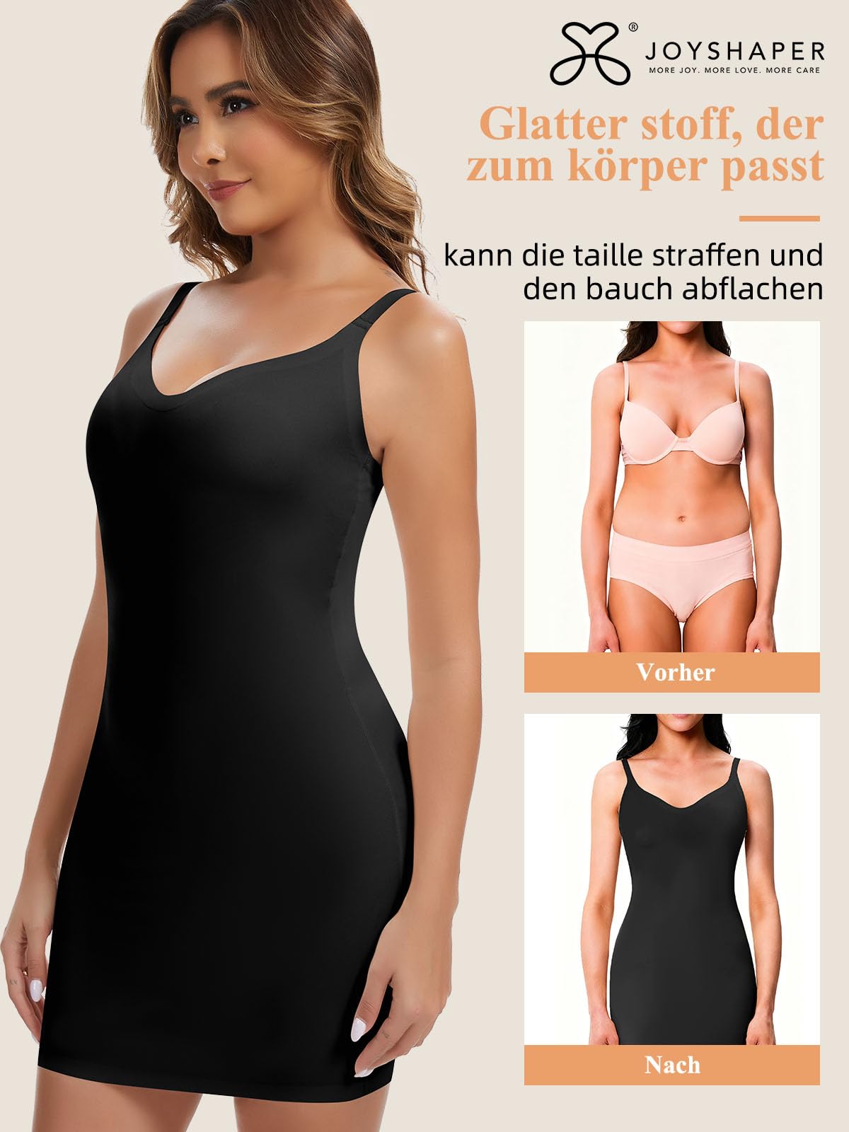 Joyshaper Mujer Shapewear Deslizamiento Vestido Dando Forma a Deslizamientos Completos Control del Vientre Correas de Espagueti Shaper del Cuerpo Bajo el Vestido