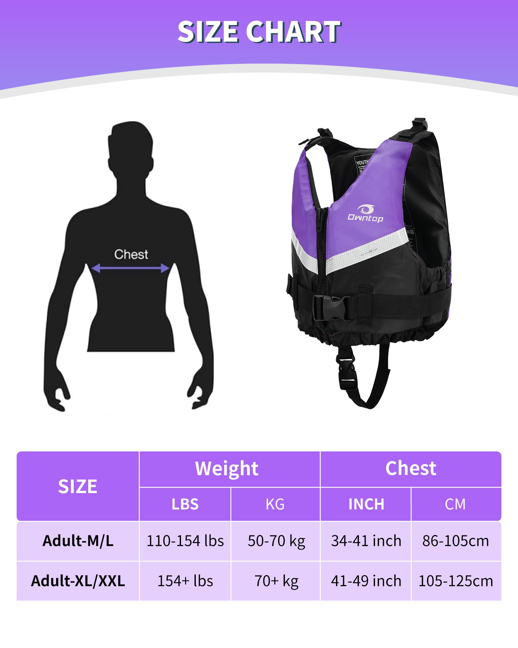 Owntop Adult Buoyancy Aid, Unisex Adjustable Float Jacket with Comfortable Under-Strap Lightweight Floating Vest for Kayaking, Fishing and Water Sports - 5