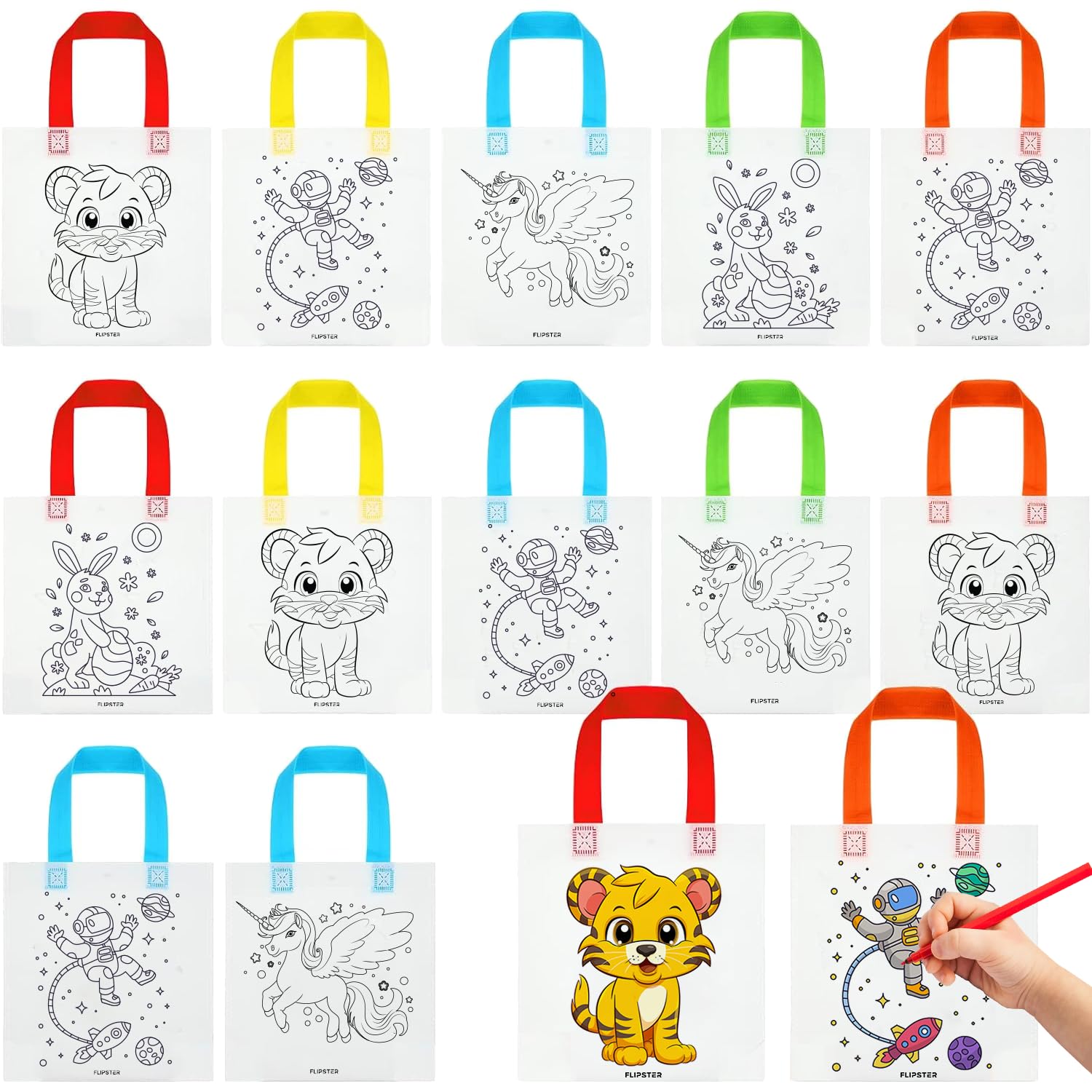 Flipster DIY Graffiti Return Gifts for Kids Party | Set of 60, BIig Size 12 x 14 Inches Reusable Colouring Bags for Painting Gift Bags for Kids Party (B0CZF1YZLY) Amazon Price History, Amazon Price Tracker