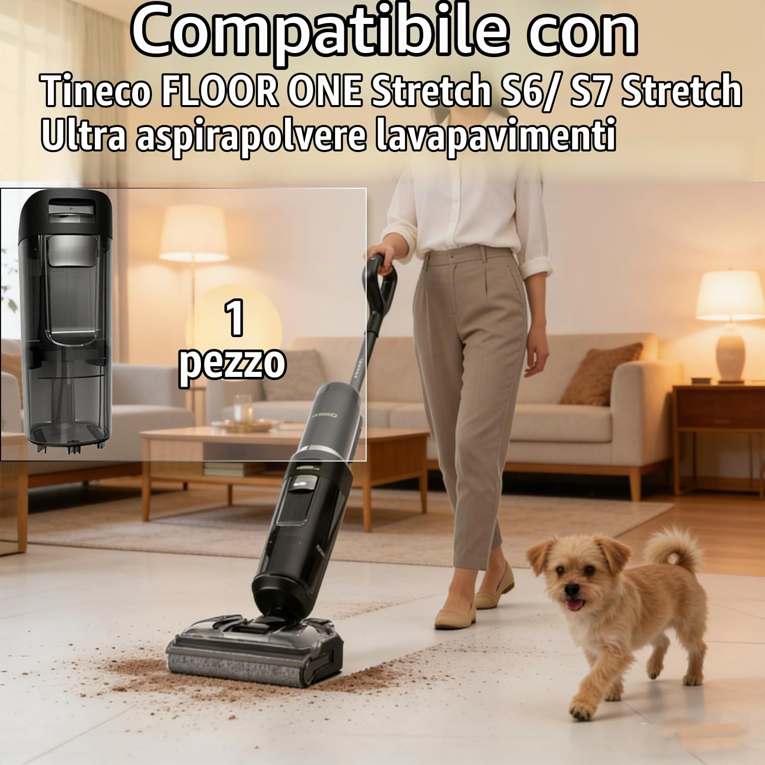 Parti di ricambio per serbatoio dell'acqua pulita e sporca, compatibili con Tineco Floor One Stretch S6 / S7 Stretch Ultra Wet Dry Aspirapolvere Accessori (serbatoio dell'acqua sporca)