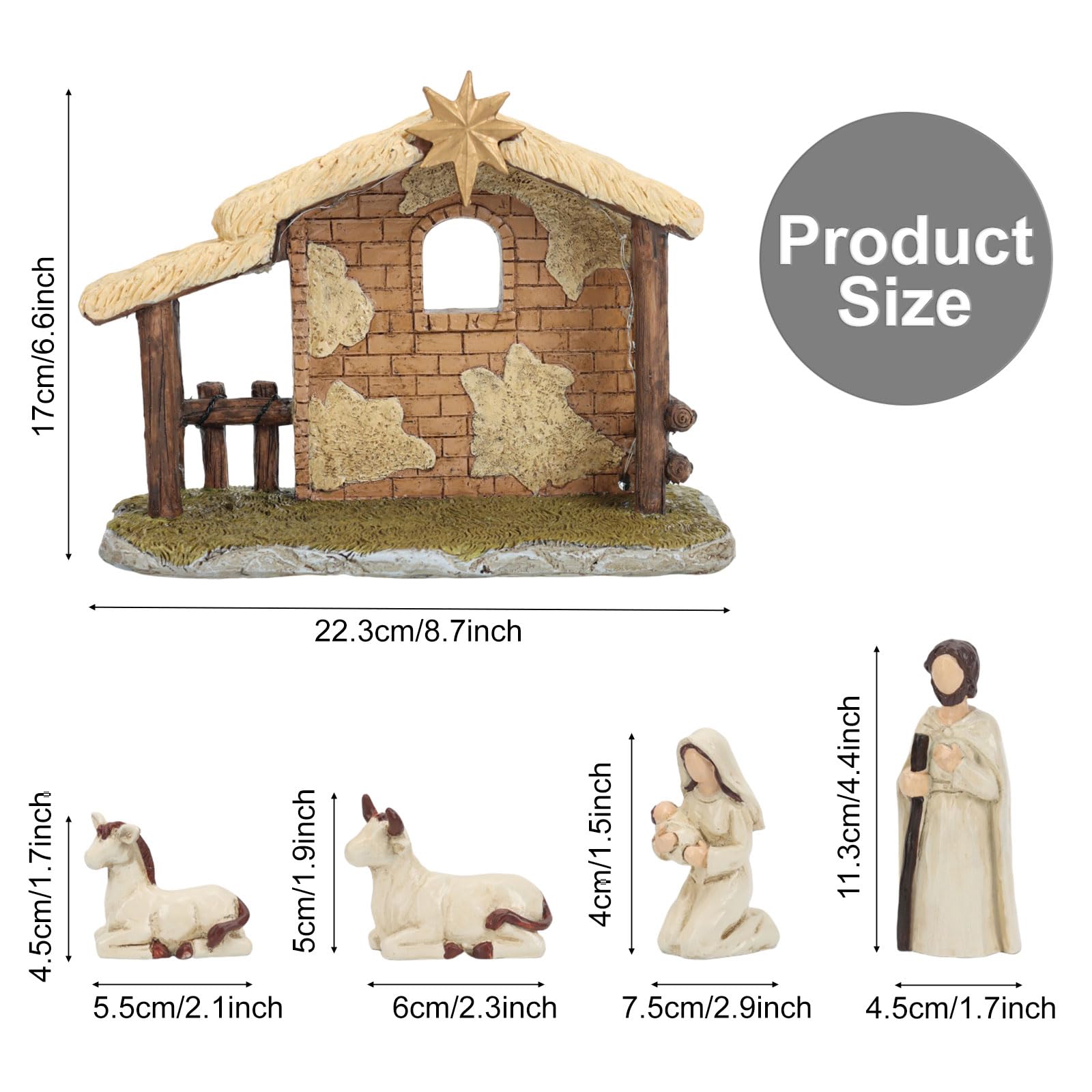 Topsky Handmade Christmas Nativity Scene Decoration, Resin Christmas Nativity Set including Light - Image 2